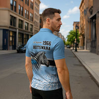 Botswana Independence Day 1966 Zipper Polo Shirt Tribal Zebra Skins Pattern - Wonder Print Shop