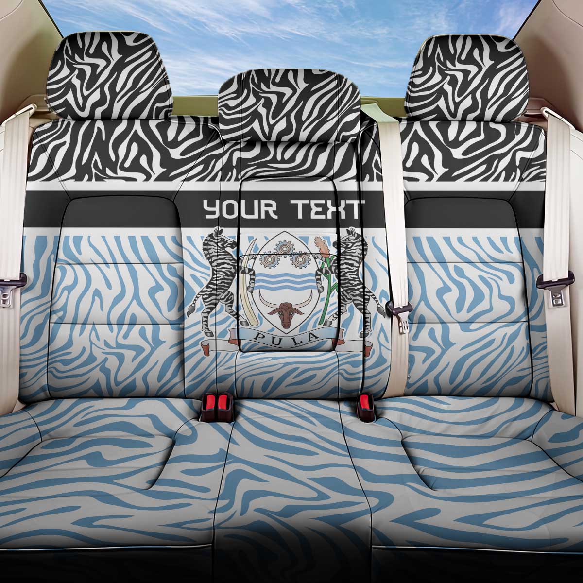 Botswana Personalized Back Car Seat Cover Zebra Skins Pattern - Wonder Print Shop