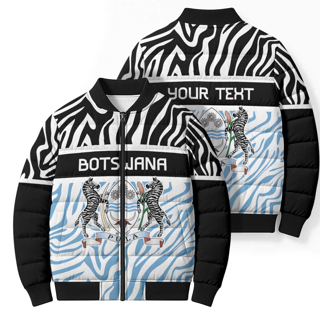 Botswana Personalized Bomber Puffer Jacket Zebra Skins Pattern - Wonder Print Shop