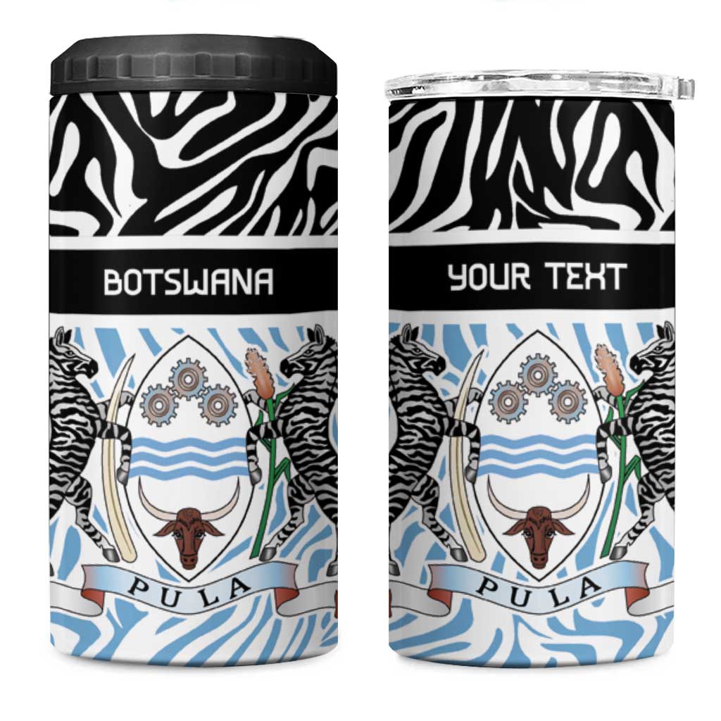 Botswana Personalized 4 in 1 Can Cooler Tumbler Zebra Skins Pattern - Wonder Print Shop