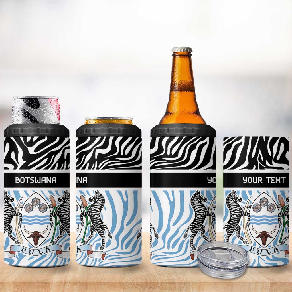 Botswana Personalized 4 in 1 Can Cooler Tumbler Zebra Skins Pattern - Wonder Print Shop