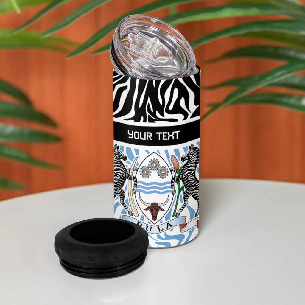 Botswana Personalized 4 in 1 Can Cooler Tumbler Zebra Skins Pattern - Wonder Print Shop