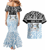 Botswana Personalized Couples Matching Mermaid Dress and Hawaiian Shirt Zebra Skins Pattern - Wonder Print Shop