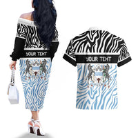 Botswana Personalized Couples Matching Off The Shoulder Long Sleeve Dress and Hawaiian Shirt Zebra Skins Pattern - Wonder Print Shop