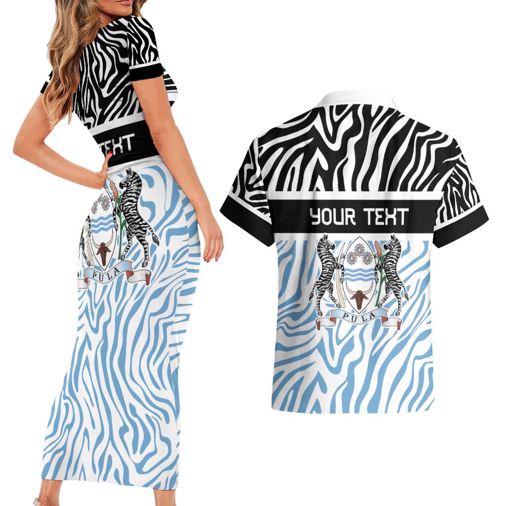 Botswana Personalized Couples Matching Short Sleeve Bodycon Dress and Hawaiian Shirt Zebra Skins Pattern - Wonder Print Shop