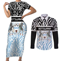 Botswana Personalized Couples Matching Short Sleeve Bodycon Dress and Long Sleeve Button Shirt Zebra Skins Pattern - Wonder Print Shop