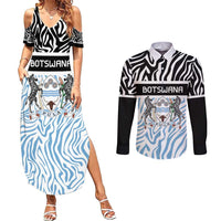 Botswana Personalized Couples Matching Summer Maxi Dress and Long Sleeve Button Shirt Zebra Skins Pattern - Wonder Print Shop