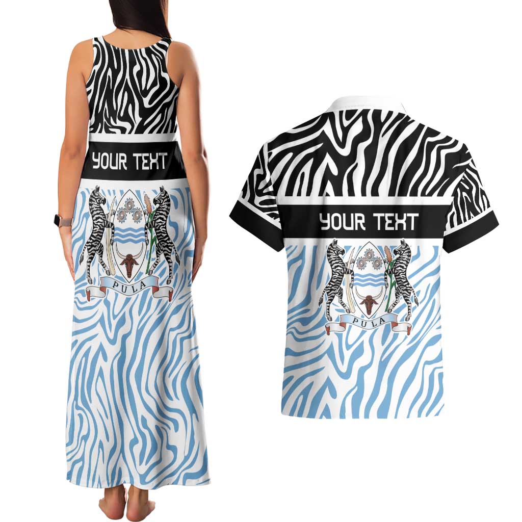 Botswana Personalized Couples Matching Tank Maxi Dress and Hawaiian Shirt Zebra Skins Pattern - Wonder Print Shop