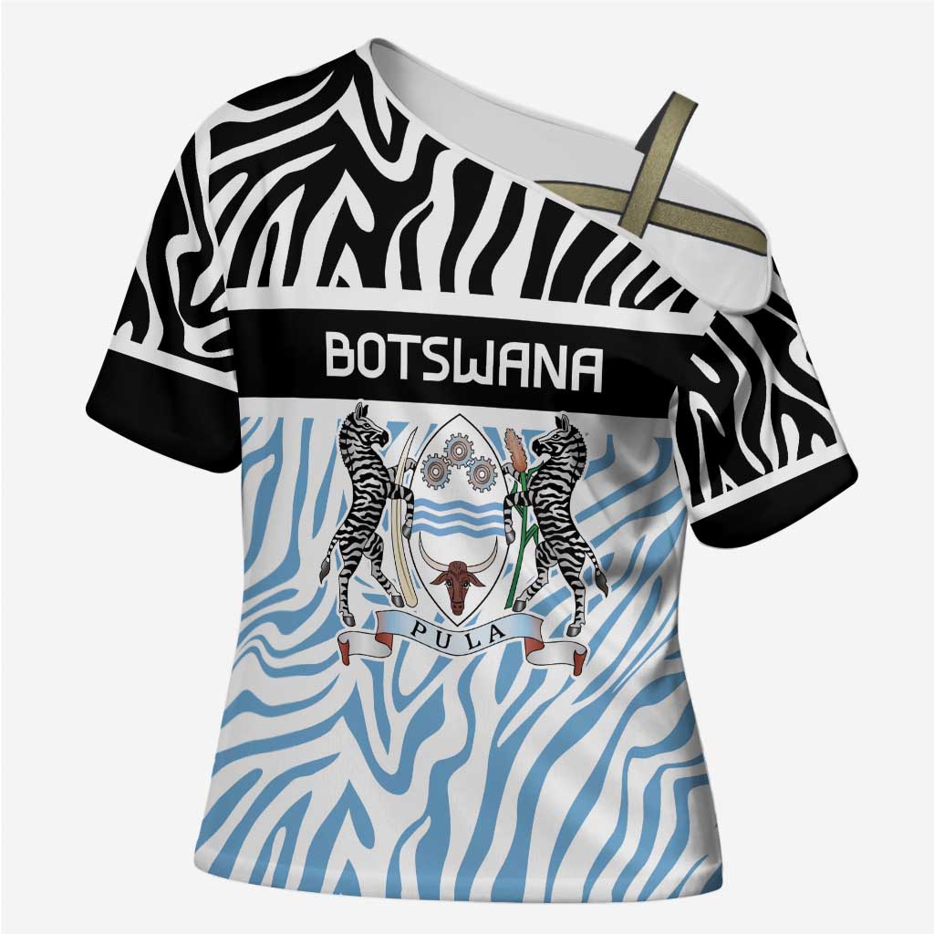 Botswana Personalized Cross Shoulder Shirt Zebra Skins Pattern - Wonder Print Shop