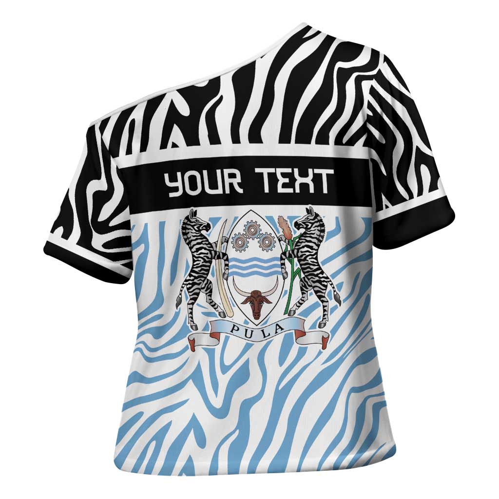 Botswana Personalized Cross Shoulder Shirt Zebra Skins Pattern - Wonder Print Shop