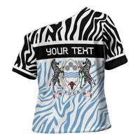 Botswana Personalized Cross Shoulder Shirt Zebra Skins Pattern - Wonder Print Shop