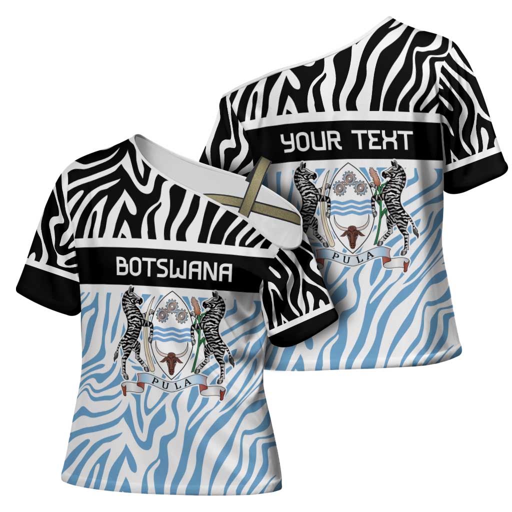Botswana Personalized Cross Shoulder Shirt Zebra Skins Pattern - Wonder Print Shop