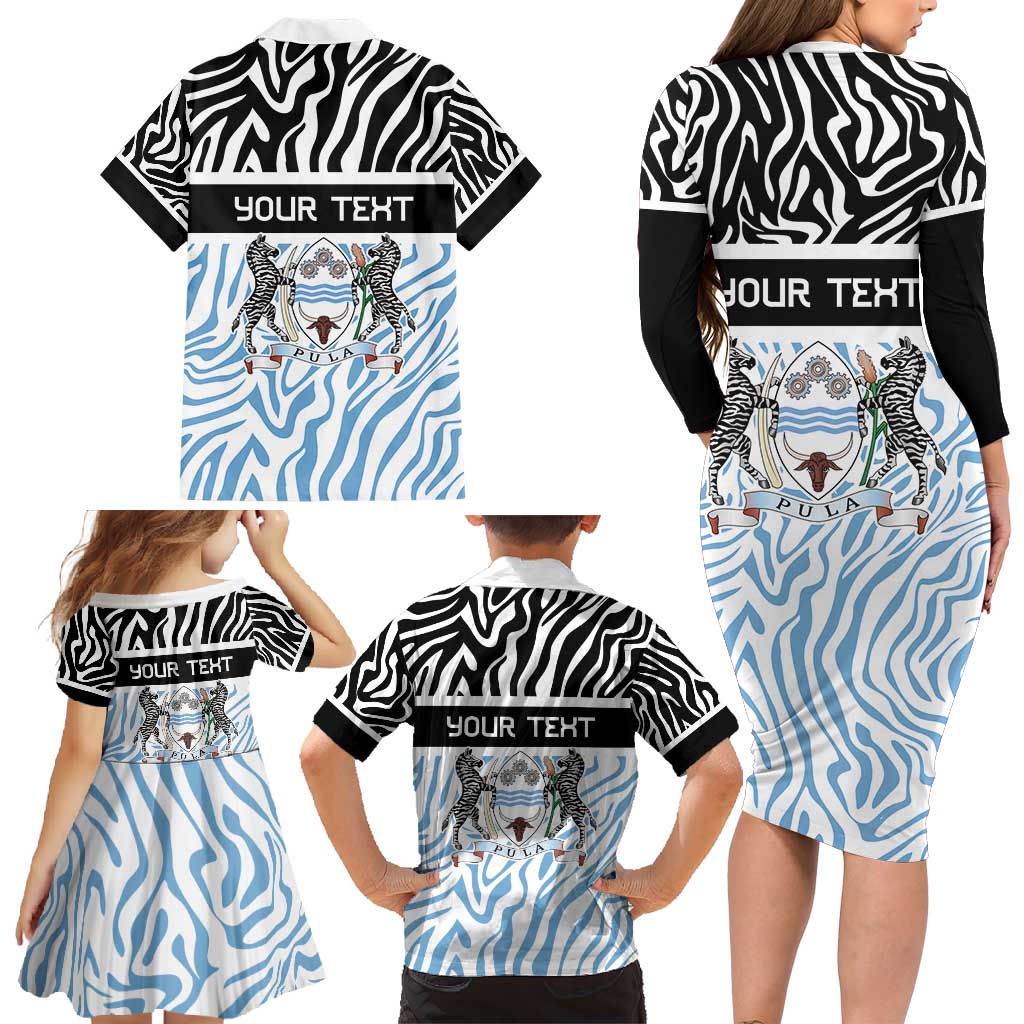 Botswana Personalized Family Matching Long Sleeve Bodycon Dress and Hawaiian Shirt Zebra Skins Pattern - Wonder Print Shop