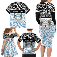 Botswana Personalized Family Matching Long Sleeve Bodycon Dress and Hawaiian Shirt Zebra Skins Pattern - Wonder Print Shop