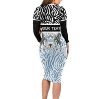 Botswana Personalized Family Matching Long Sleeve Bodycon Dress and Hawaiian Shirt Zebra Skins Pattern - Wonder Print Shop