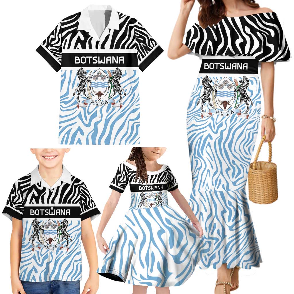 Botswana Personalized Family Matching Mermaid Dress and Hawaiian Shirt Zebra Skins Pattern - Wonder Print Shop