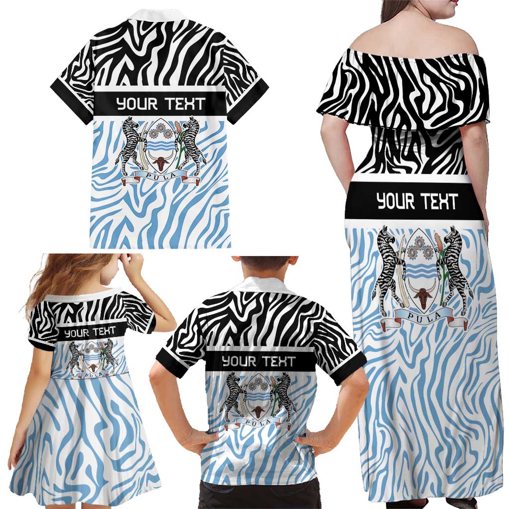 Botswana Personalized Family Matching Off Shoulder Maxi Dress and Hawaiian Shirt Zebra Skins Pattern - Wonder Print Shop