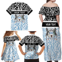 Botswana Personalized Family Matching Off Shoulder Maxi Dress and Hawaiian Shirt Zebra Skins Pattern - Wonder Print Shop
