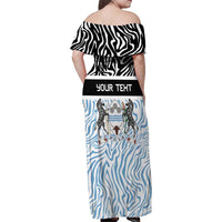 Botswana Personalized Family Matching Off Shoulder Maxi Dress and Hawaiian Shirt Zebra Skins Pattern - Wonder Print Shop