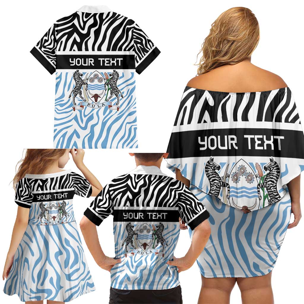 Botswana Personalized Family Matching Off Shoulder Short Dress and Hawaiian Shirt Zebra Skins Pattern - Wonder Print Shop