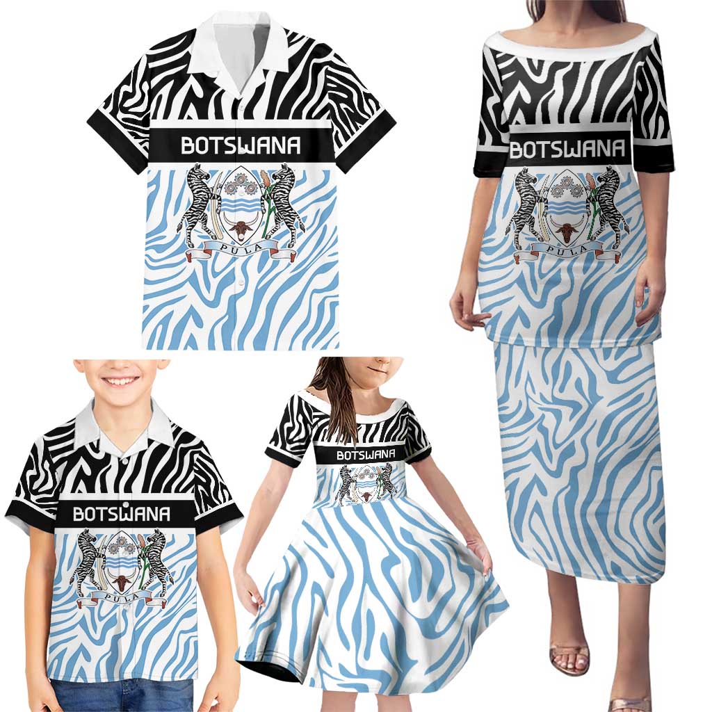 Botswana Personalized Family Matching Puletasi and Hawaiian Shirt Zebra Skins Pattern - Wonder Print Shop