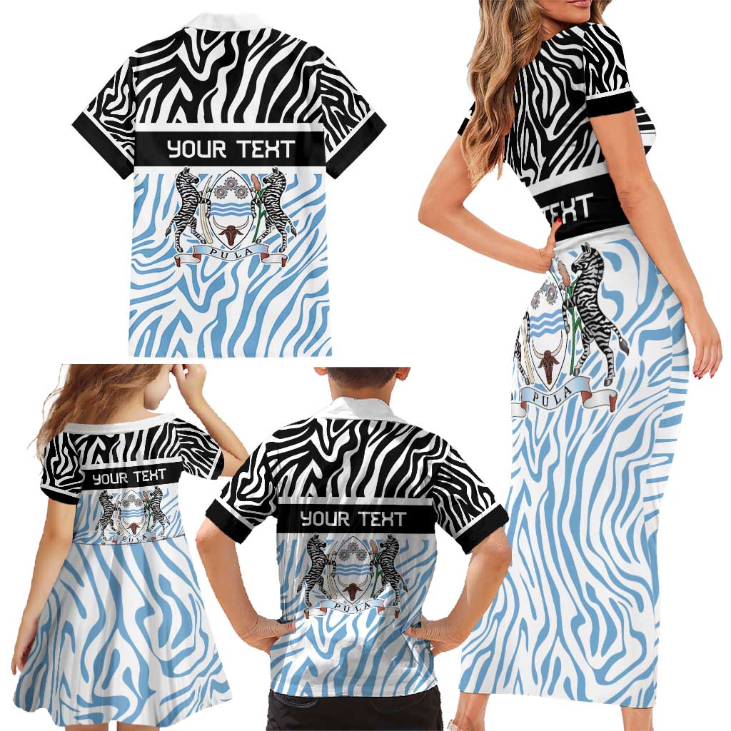 Botswana Personalized Family Matching Short Sleeve Bodycon Dress and Hawaiian Shirt Zebra Skins Pattern - Wonder Print Shop
