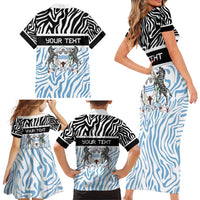 Botswana Personalized Family Matching Short Sleeve Bodycon Dress and Hawaiian Shirt Zebra Skins Pattern - Wonder Print Shop