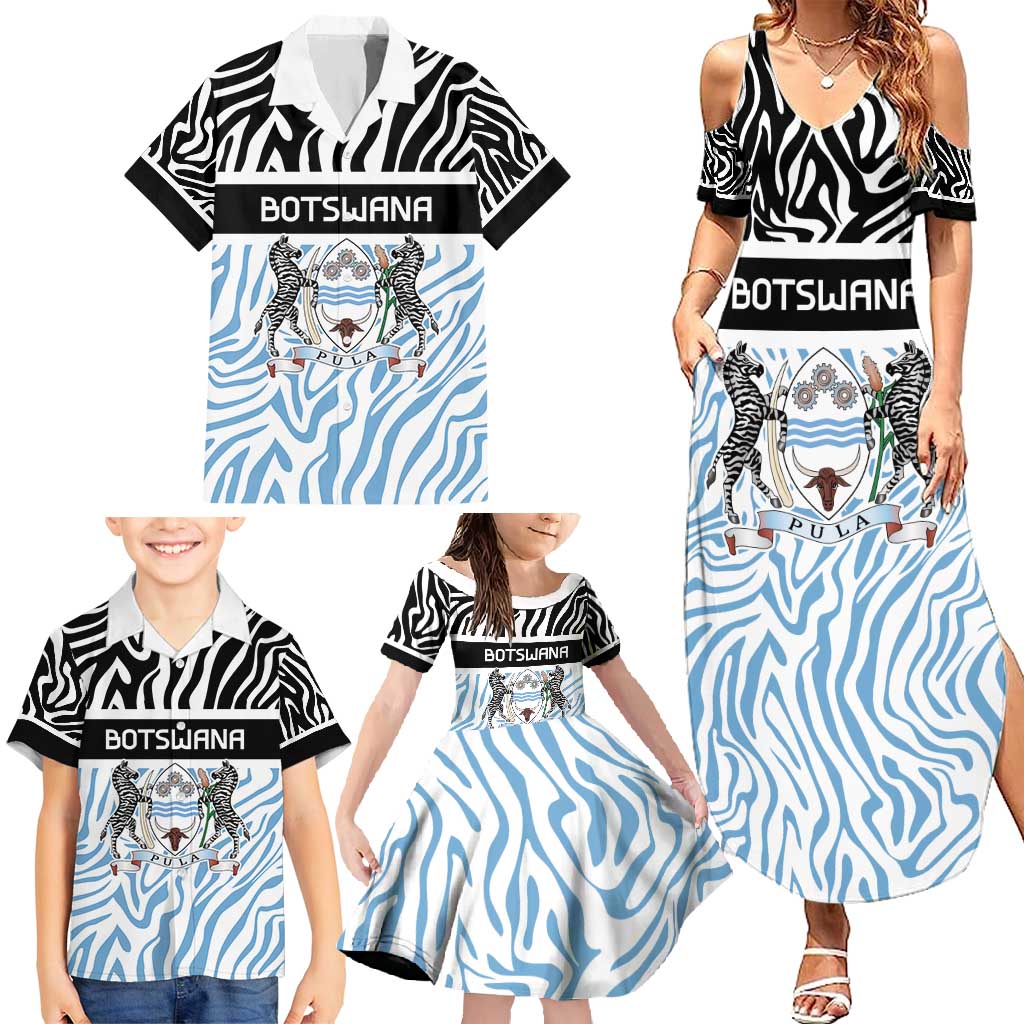 Botswana Personalized Family Matching Summer Maxi Dress and Hawaiian Shirt Zebra Skins Pattern - Wonder Print Shop