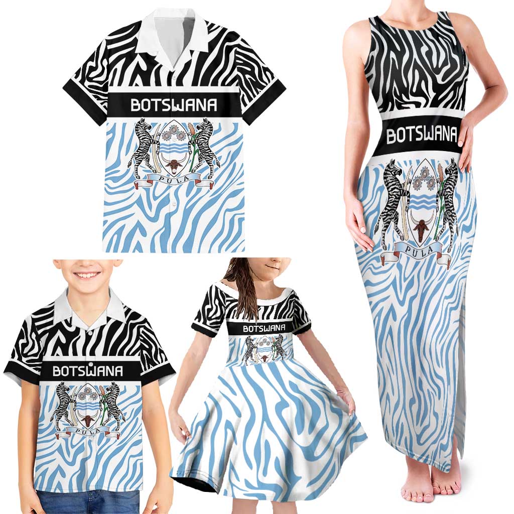 Botswana Personalized Family Matching Tank Maxi Dress and Hawaiian Shirt Zebra Skins Pattern - Wonder Print Shop