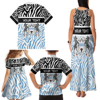 Botswana Personalized Family Matching Tank Maxi Dress and Hawaiian Shirt Zebra Skins Pattern - Wonder Print Shop