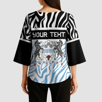 Botswana Personalized Kimono Sleeve Blouse Zebra Skins Pattern - Wonder Print Shop