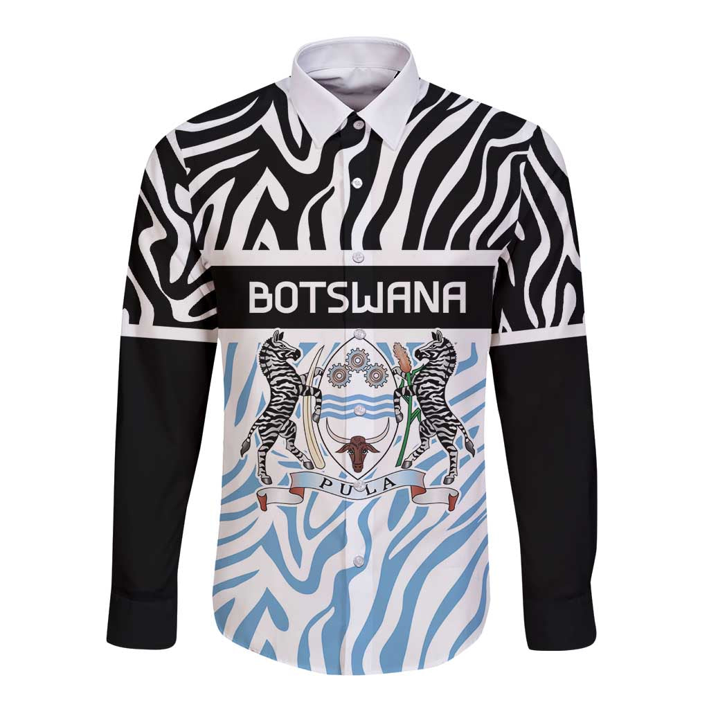 Botswana Personalized Long Sleeve Button Shirt Zebra Skins Pattern - Wonder Print Shop