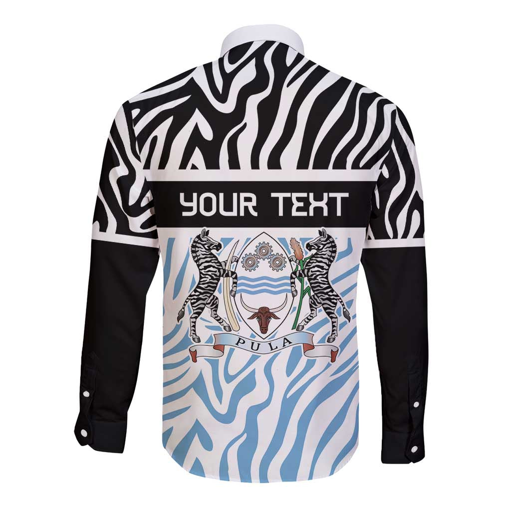 Botswana Personalized Long Sleeve Button Shirt Zebra Skins Pattern - Wonder Print Shop
