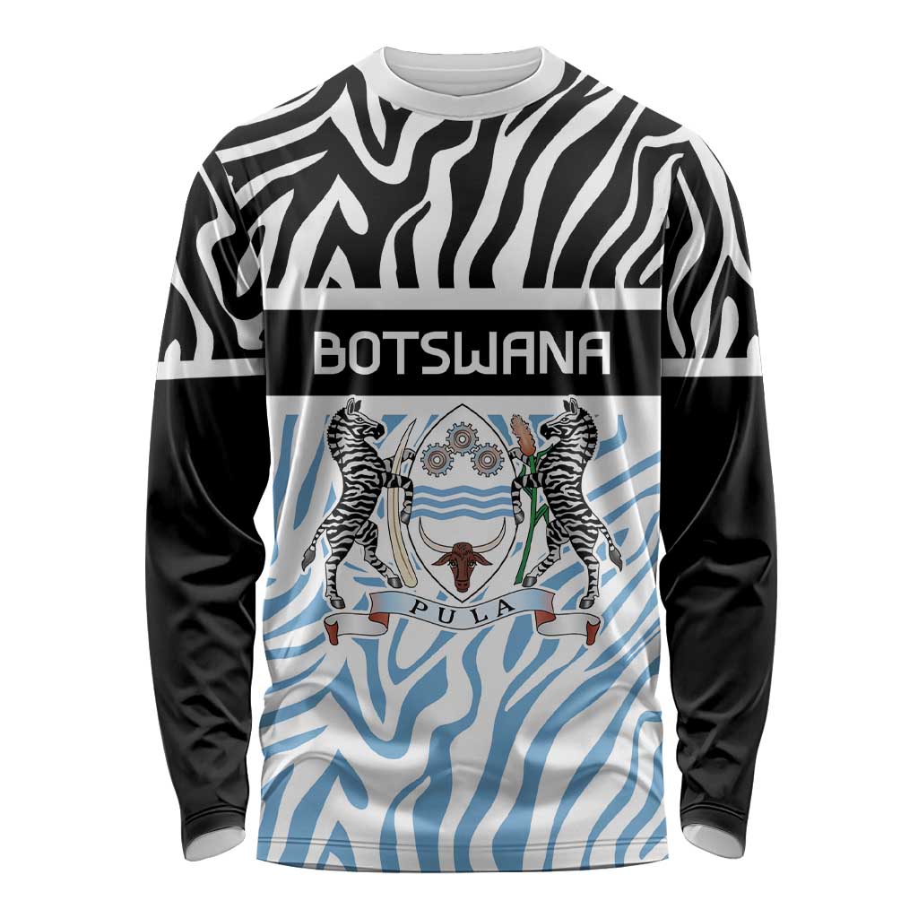Botswana Personalized Long Sleeve Shirt Zebra Skins Pattern - Wonder Print Shop