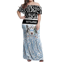 Botswana Personalized Off Shoulder Maxi Dress Zebra Skins Pattern - Wonder Print Shop