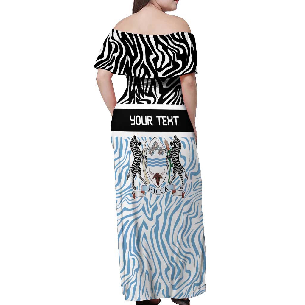 Botswana Personalized Off Shoulder Maxi Dress Zebra Skins Pattern - Wonder Print Shop