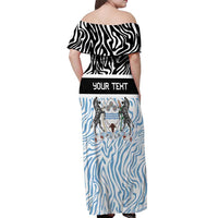 Botswana Personalized Off Shoulder Maxi Dress Zebra Skins Pattern - Wonder Print Shop