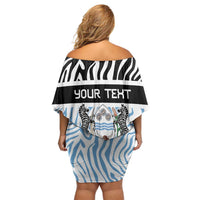 Botswana Personalized Off Shoulder Short Dress Zebra Skins Pattern - Wonder Print Shop