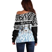 Botswana Personalized Off Shoulder Sweater Zebra Skins Pattern - Wonder Print Shop