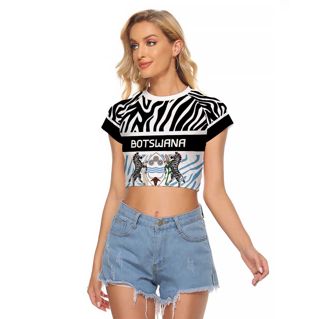 Botswana Personalized Raglan Cropped T Shirt Zebra Skins Pattern - Wonder Print Shop