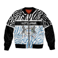 Botswana Personalized Sleeve Zip Bomber Jacket Zebra Skins Pattern - Wonder Print Shop