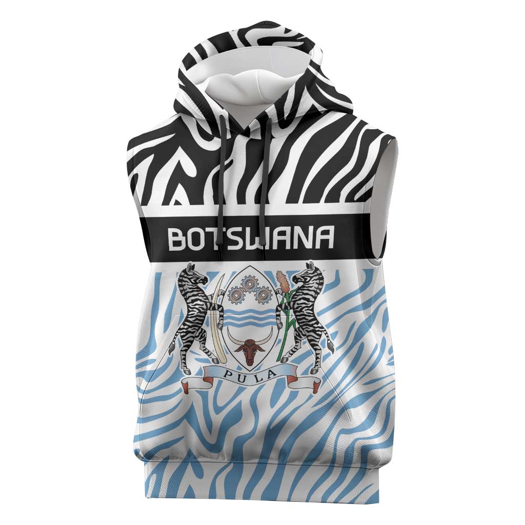 Botswana Personalized Sleeveless Hoodie Zebra Skins Pattern - Wonder Print Shop
