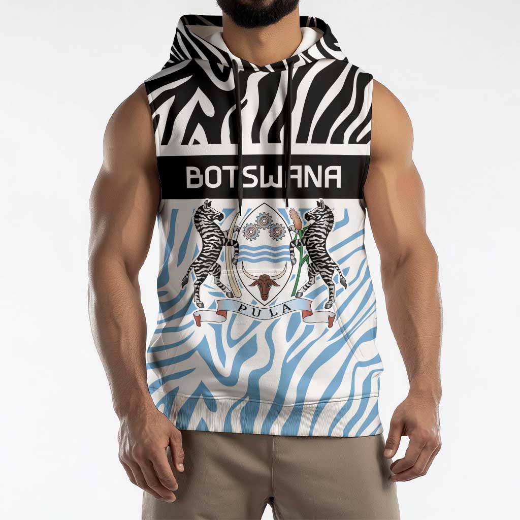 Botswana Personalized Sleeveless Hoodie Zebra Skins Pattern - Wonder Print Shop