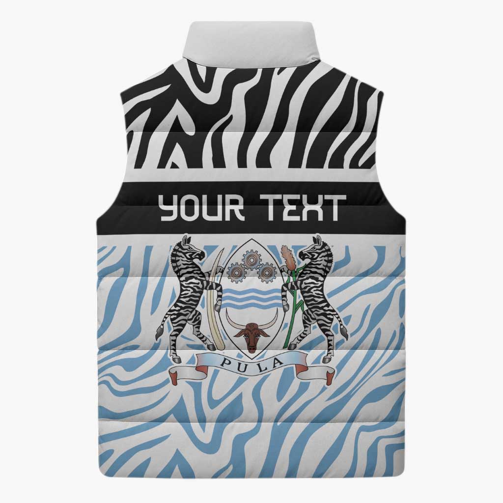 Botswana Personalized Sleeveless Puffer Jacket Zebra Skins Pattern - Wonder Print Shop