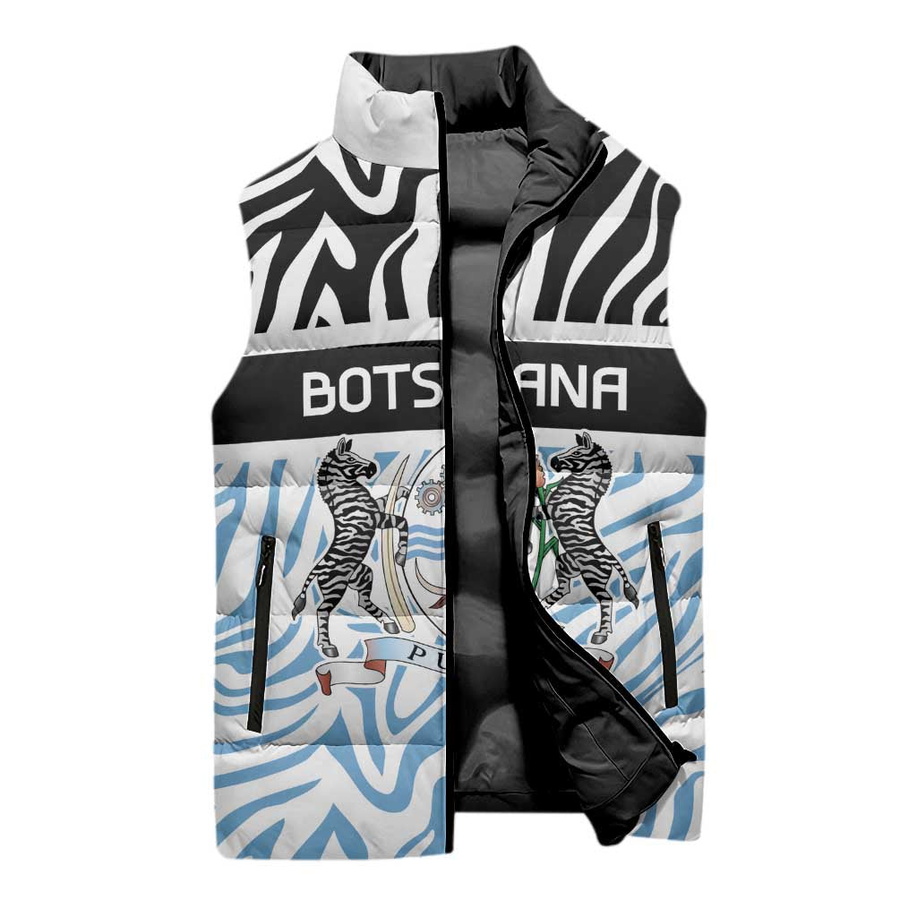 Botswana Personalized Sleeveless Puffer Jacket Zebra Skins Pattern - Wonder Print Shop