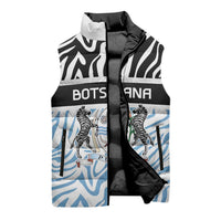Botswana Personalized Sleeveless Puffer Jacket Zebra Skins Pattern - Wonder Print Shop
