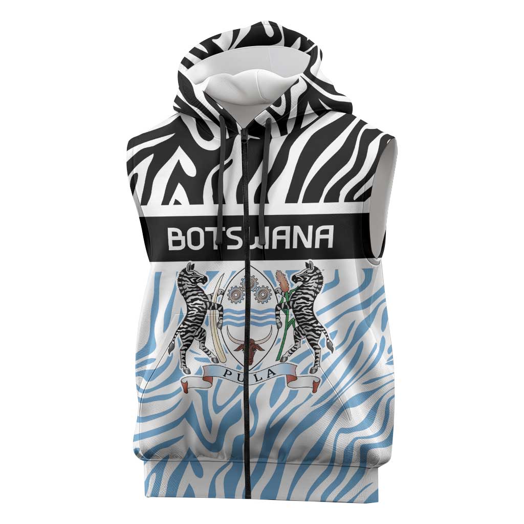 Botswana Personalized Sleeveless Zip Hoodie Zebra Skins Pattern - Wonder Print Shop