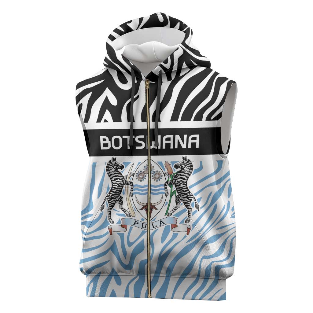 Botswana Personalized Sleeveless Zip Hoodie Zebra Skins Pattern - Wonder Print Shop