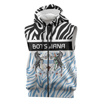 Botswana Personalized Sleeveless Zip Hoodie Zebra Skins Pattern - Wonder Print Shop