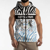 Botswana Personalized Sleeveless Zip Hoodie Zebra Skins Pattern - Wonder Print Shop